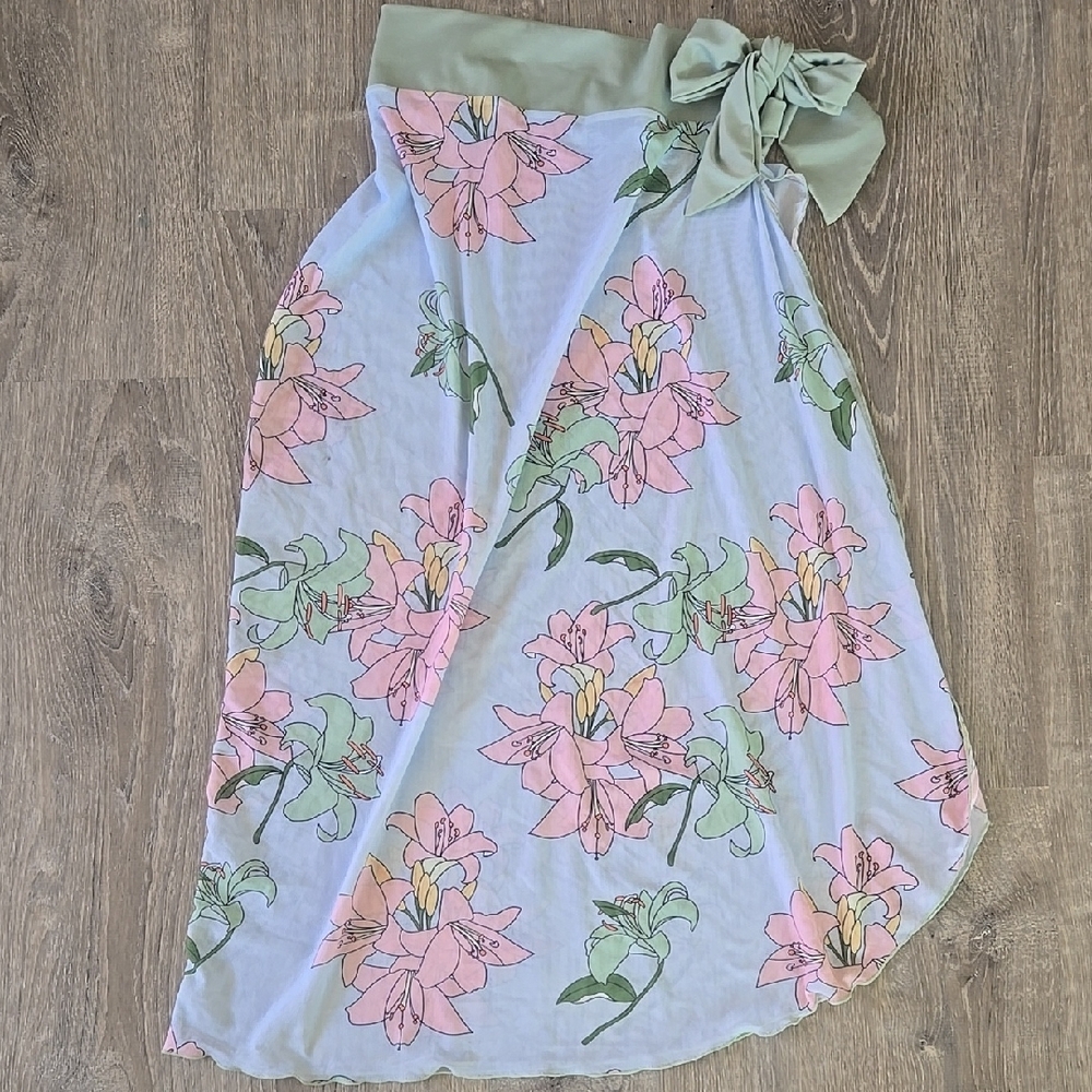 Floral Wrap Skirt with Bow